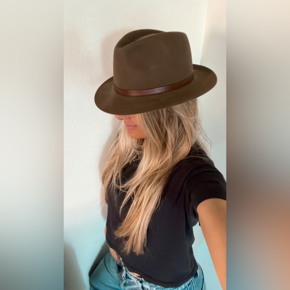 Unisex Fedora Hat - Real Fur with Leather Strap brown exquisite quality